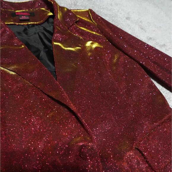 Rock & Roll Denim Blazer Jacket Women's Medium Red Color Changing Metallic - Picture 4 of 13